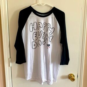 Hello Brand 3/4 Length Sleeve Baseball Style Shirt